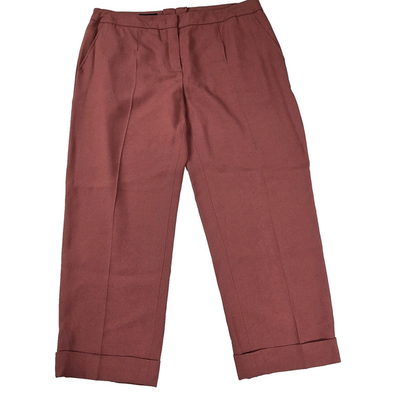 Escada Womens Pants Straight Leg Crop Trouser Sz 38 US 8 Classic Red Orange Pink - Picture 2 of 10